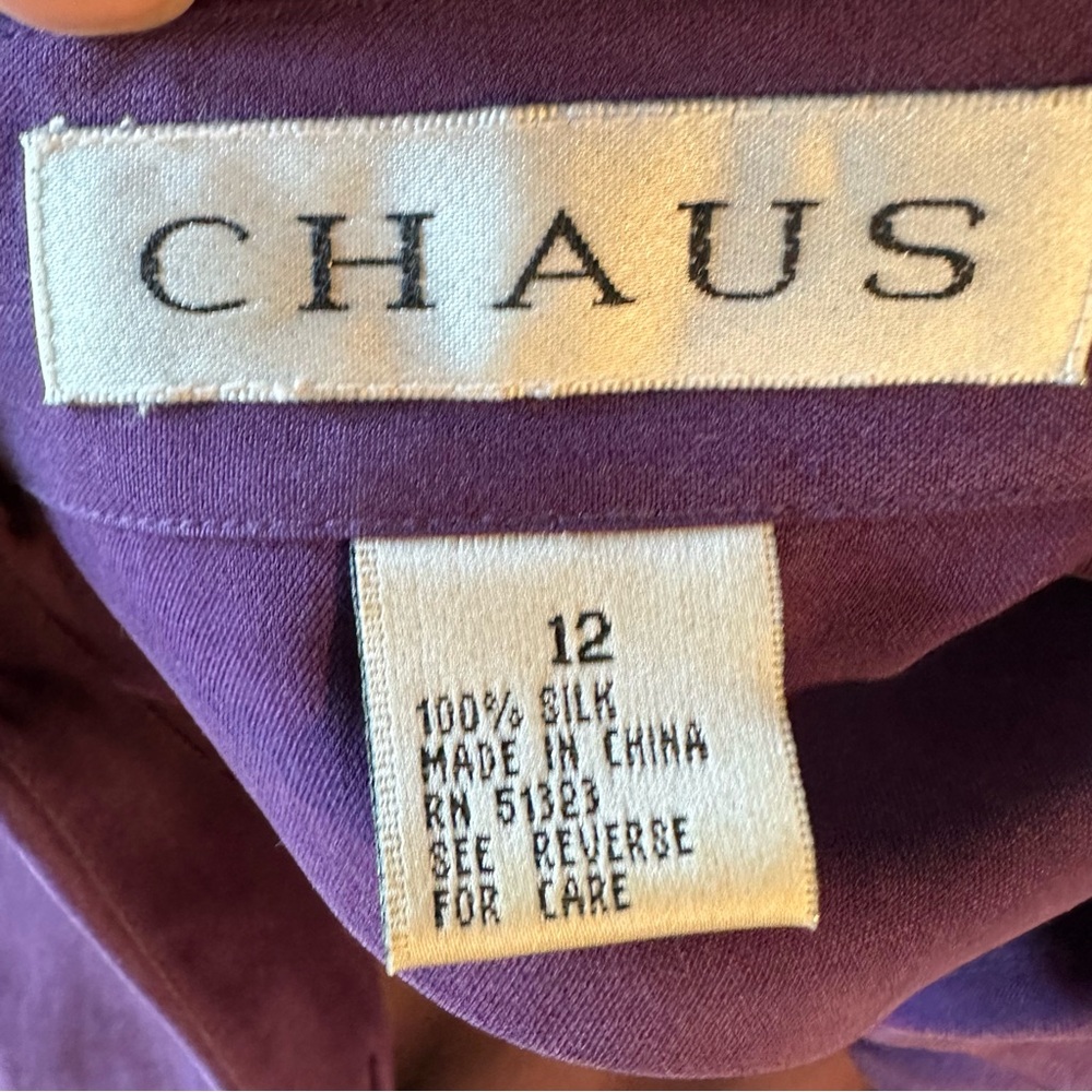 Chaus Plum Purple Silk Button Down Shirt - Picture 4 of 5
